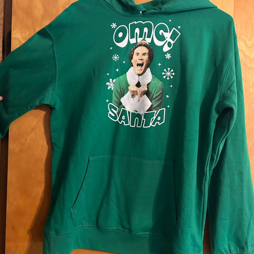 EUC OMG Santa Elf sweatshirt size large.